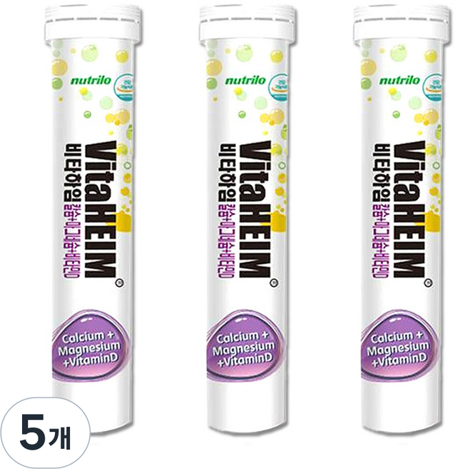 비타하임 칼슘+마그네슘+비타민D 15정X3통 발포비타민, 45정, 5개