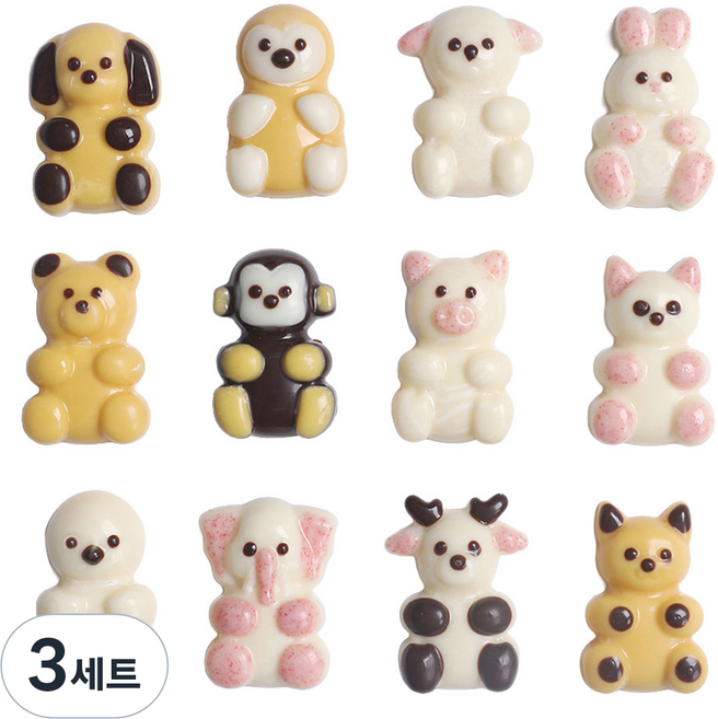 엠케이크 메이드초콜릿 동물친구들 초콜릿 만들기 세트, 3세트, 메이드초콜릿 동물친구초콜릿 만들기세트