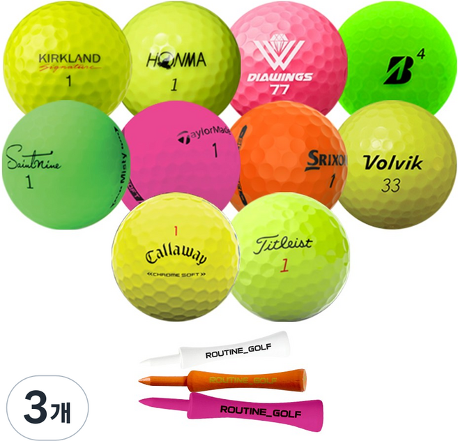 루틴골프 특a+급 골프공 로스트볼, 컬러, 3개, 10개입