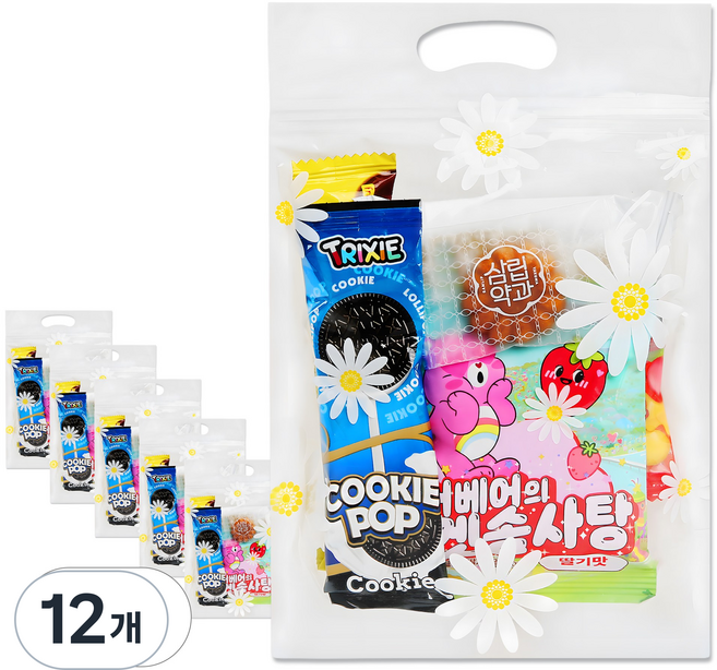 한봄 간식구디백 어린이 과자선물세트 단체 미니 과자 세트, 12개, 7종