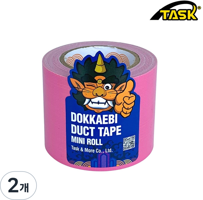 도깨비 수출용(국내산) 덕트테이프 덕테이프 미니롤 PINK 50mmX5m, 2개