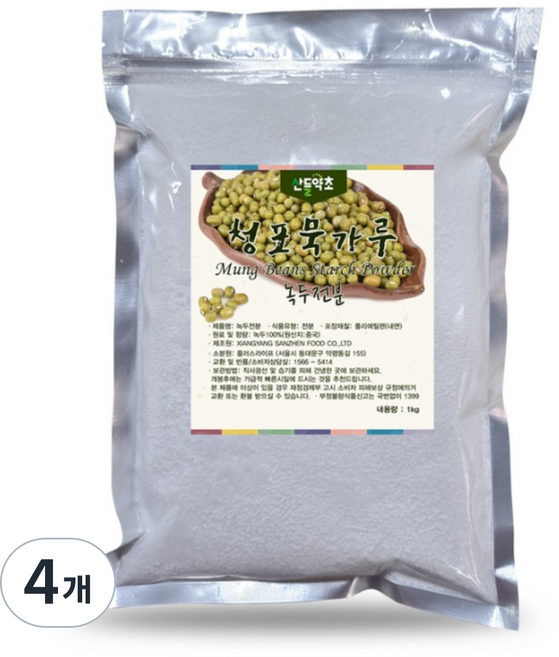 산들약초 청포묵가루 (청포전분 녹두묵가루 녹두전분), 4개, 1kg