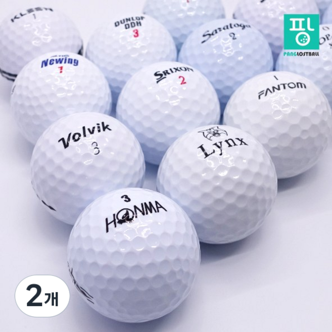 [팡로스트볼] 실속형 브랜드 혼합 특A급 화이트 2피스 로스트볼 골프공, 2개, 20개입, 흰색