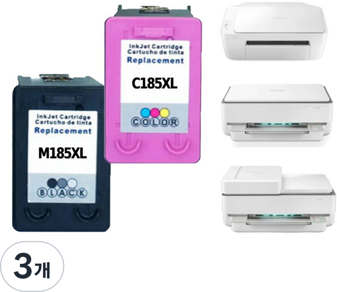 삼성 프린터 SL-J1780W 잉크 호환, 3개, C185XL 컬러대용량 잉크