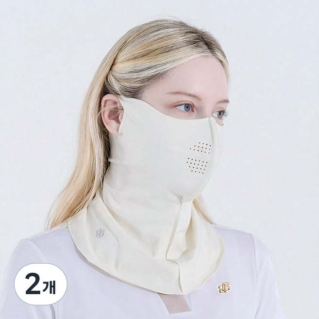 베일리화이트 여성 골프 마스크 UV 자외선 차단 여름용 스포츠 등산 자전거 테니스, 2개, 아이보리