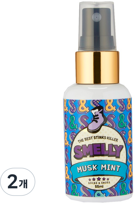 스멜리(SMELLY) 신발용 삭스앤슈즈 머스크민트, 55ml, 2개