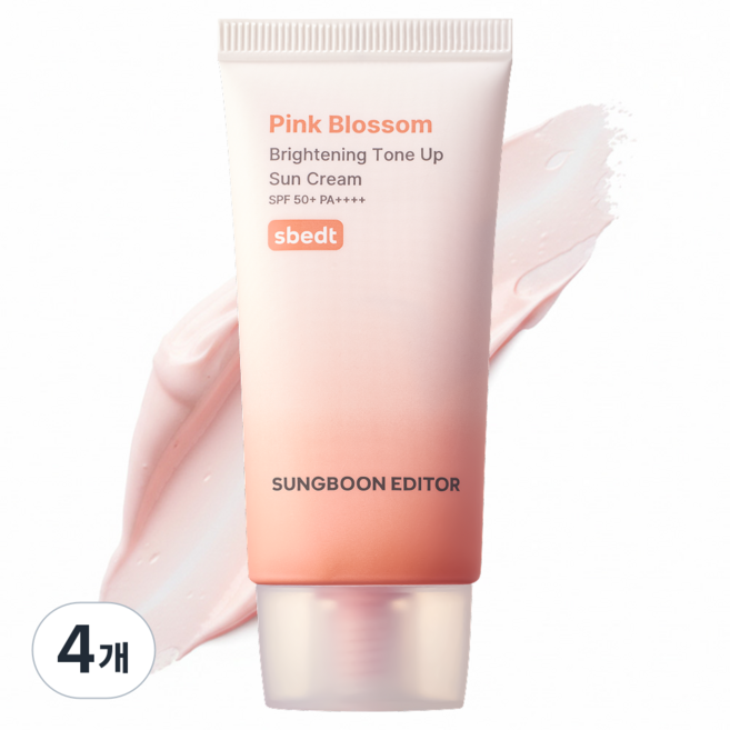 성분에디터 미백 수분 톤업 핑크블라썸 선크림, 4개, 50ml