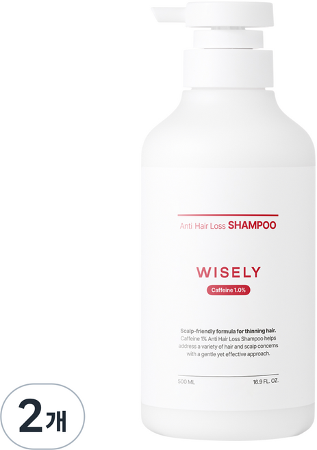 와이즐리 카페인 탈모 지성용 샴푸, 2개, 500ml