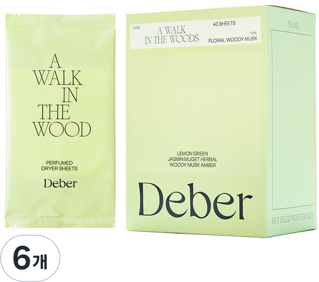 디베르 퍼퓸 건조기시트 우디향, 6개