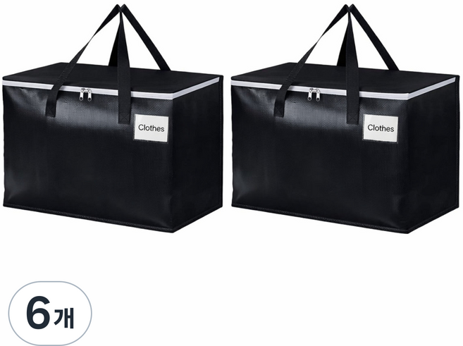 에이제이큐 초대형 방수 다용도 이사가방 정리함, 6개, 블랙