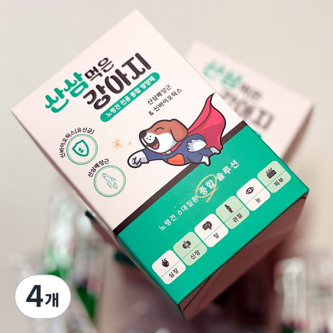 강아지 영양제 눈 관절 심장 피부 유산균 오메가3 비타민 올인원 종합, 4개, 종합영양제, 30회분