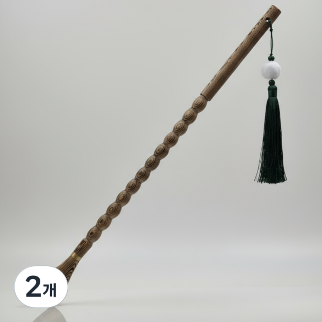 빅트리 천연나무 태슬효자손 등긁개, 2개, 그린태슬효자손