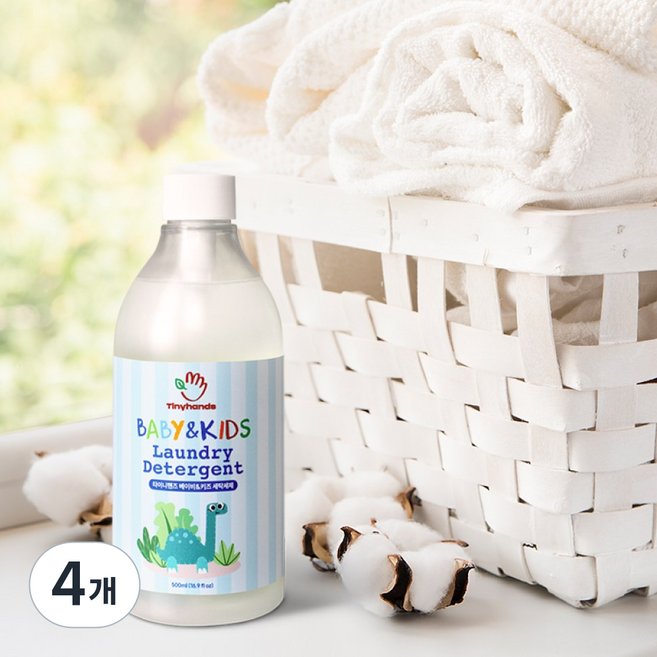 [라스트특가] 타이니핸즈 세탁세제 중성세제 유아 피부면역 천연다래, 4개, 500ml