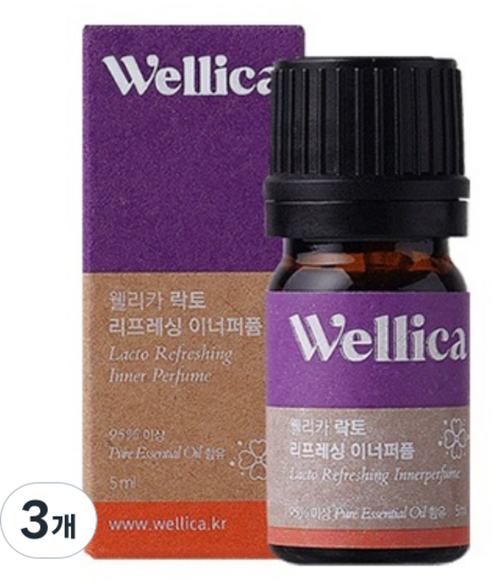 웰리카 락토 리프레싱 이너퍼퓸, 5ml, 3개