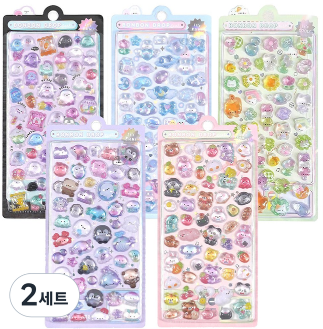 올리브파티 3D 입체 DIY 다꾸 폰꾸 스티커 5종 세트, 2세트, 5종_A