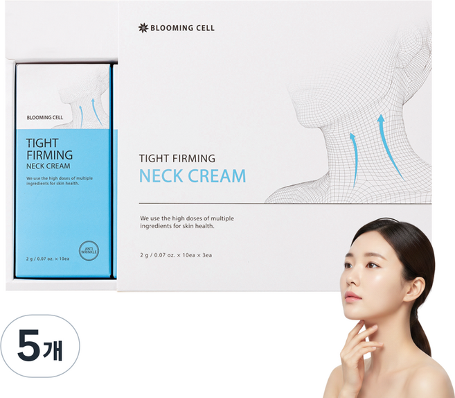 블루밍셀 목주름 크림 탄력 리프팅 주름개선 넥크림, 60g, 5개