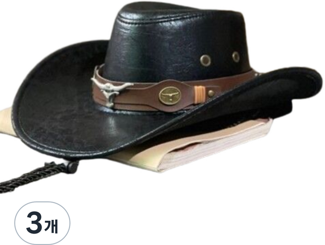 아메리칸 드림 코스튬 카우보이 모자, 3개, 블랙