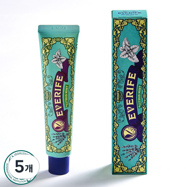 에브리프 시트러스 민트 치약 구취제거 개운한 비건 잇몸케어, 5개, 100g