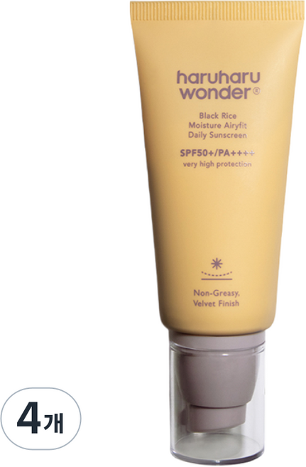 하루하루원더 블랙라이스 모이스처 에어리핏 데일리 선스크린 유기자차, 4개, 50ml