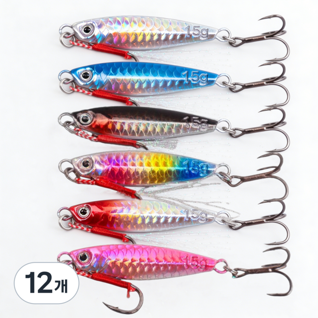 메탈지그 크롬 루어 6종세트, 12개, 10g, 믹스 컬러