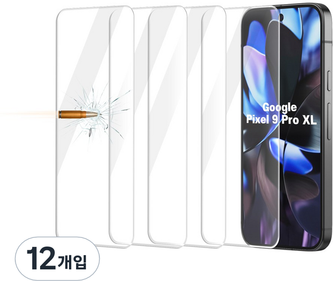 구글 픽셀9 프로 XL 액정강화 방탄유리 필름 4매, 12개