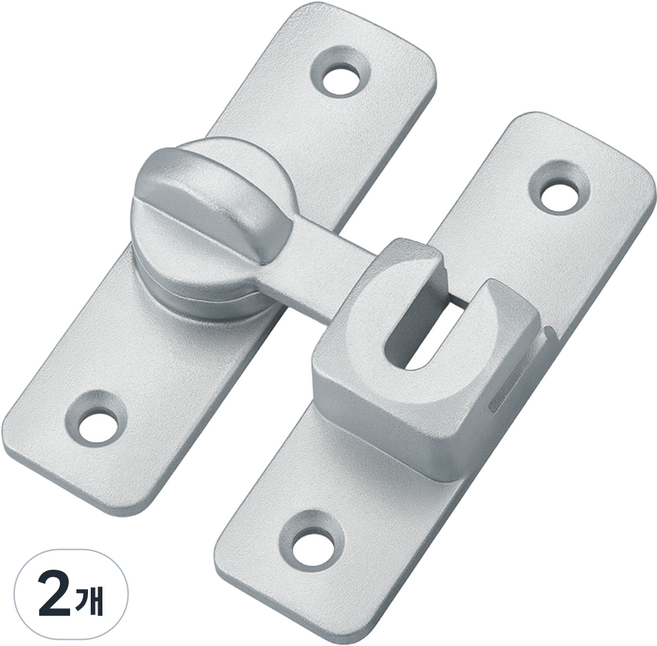 내집클로버 세이프락 무타공 문 이중 잠금장치 걸쇠, 2개, 실버