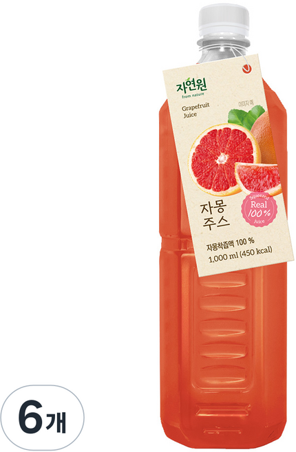 자연원 자몽주스, 6개, 1L