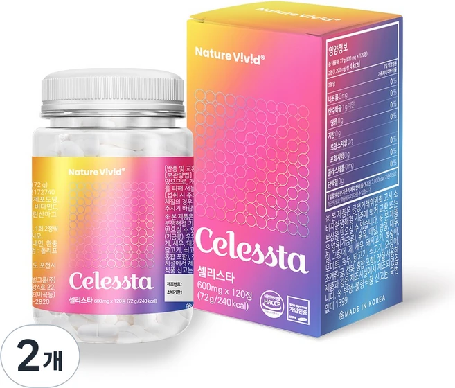 [네이처비비드 셀리스타] L-시스틴 비타민C 비타민 B6 이너뷰티 투명피부, 2개, 120정 - 쿠팡