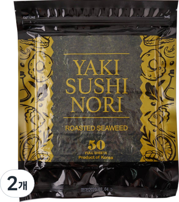 최고집 구운김밥김 (두꺼운 스시용 수출용) gold 50장 지퍼백(무조미), 2개, 단품