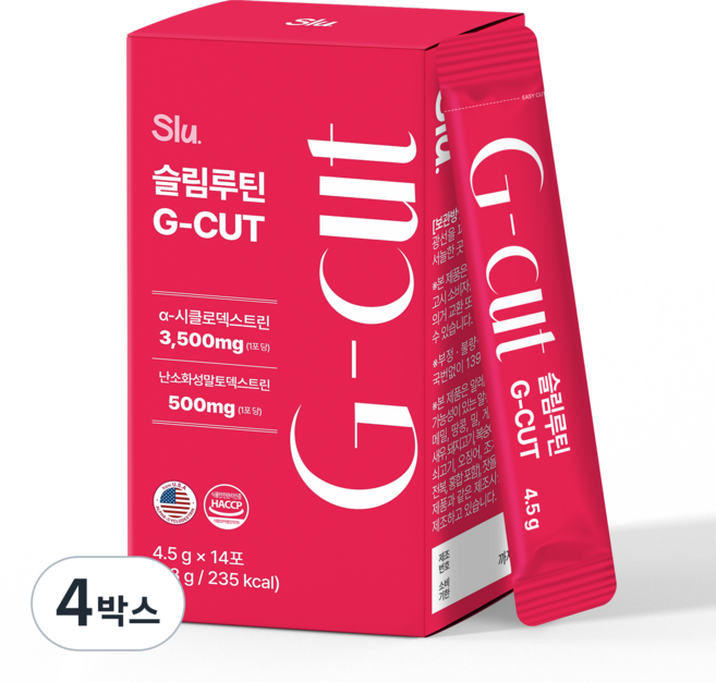 슬림루틴 슬루 G-컷 고함량 알파CD 알파시디 분말 알파시클로덱스트린 3500mg, 4박스, 14회분