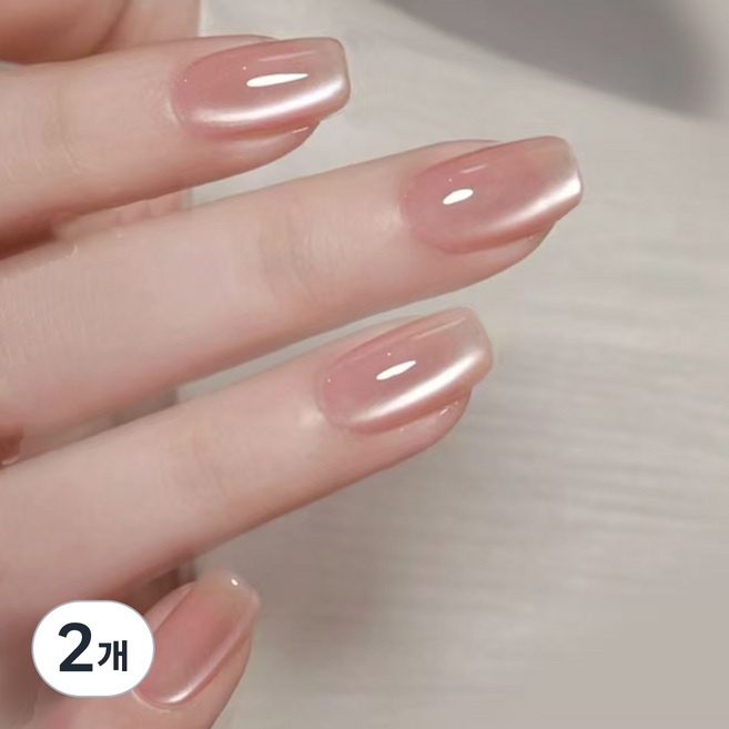 투명 광택 네일팁 자연광택 손톱, 스킨톤, 2개, S