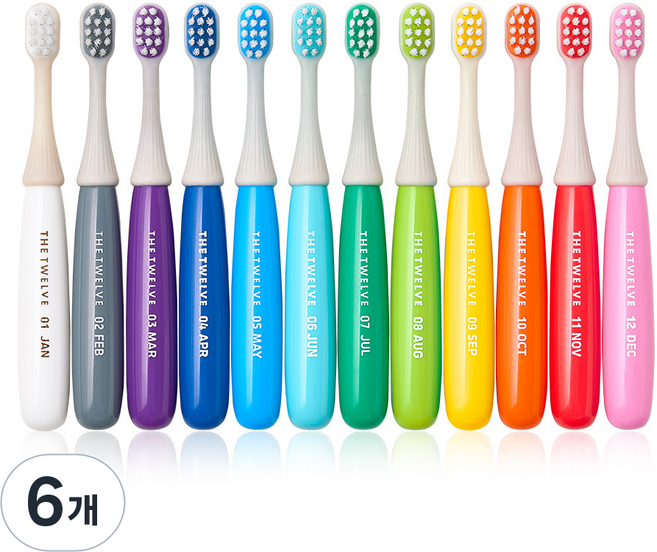 더트웰브 토들러칫솔 ~36개월, 비비드, 12개입, 6개