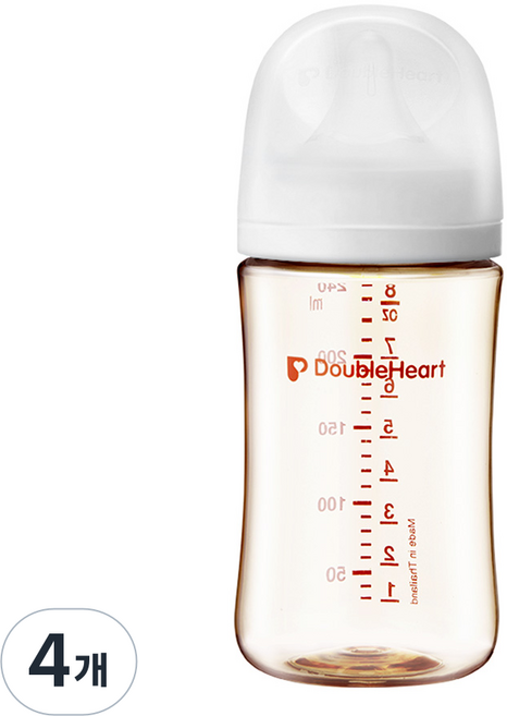 더블하트 모유실감 3세대 PPSU 베이직 제뉴인화이트 젖병 (젖꼭지포함), 4개, 240ml, 제뉴인화이트(M젖꼭지포함)
