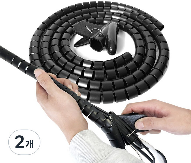 슈파 매직 케이블 전선 정리 커버, (블랙) 22mm x 2M, 2개