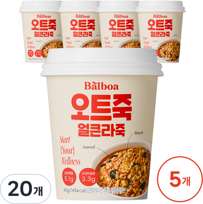 발보아 저당 오트밀 죽 얼큰라죽, 20개, 40g