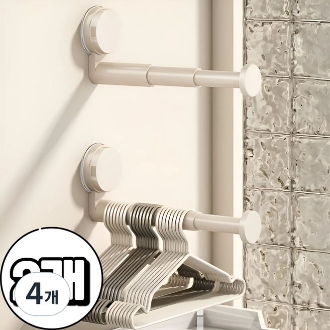 무타공 접이식 옷걸이 수납 정리대 거치대, 무드 베이지, 4개