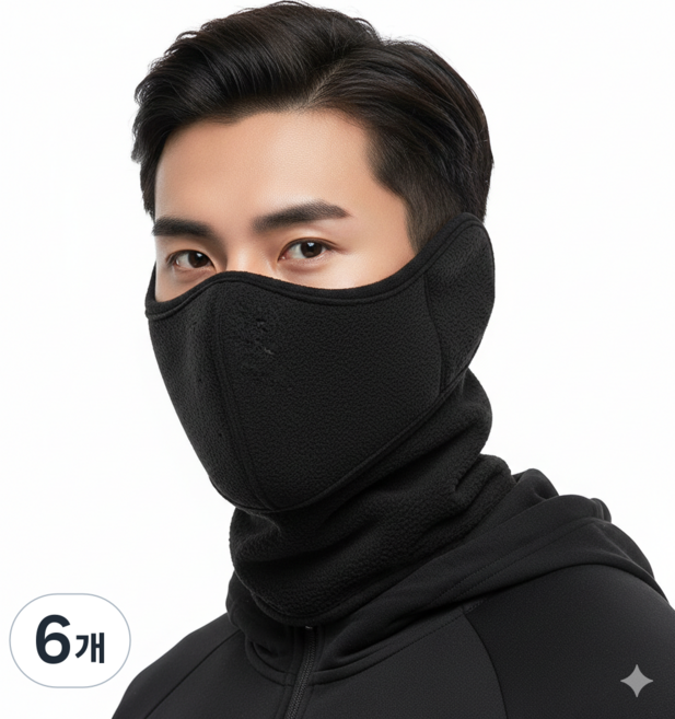 슈스페이스 KC인증 방한마스크 귀마개마스크 겨울용마스크 1+1+1, 6개, 블랙+그레이+그레이