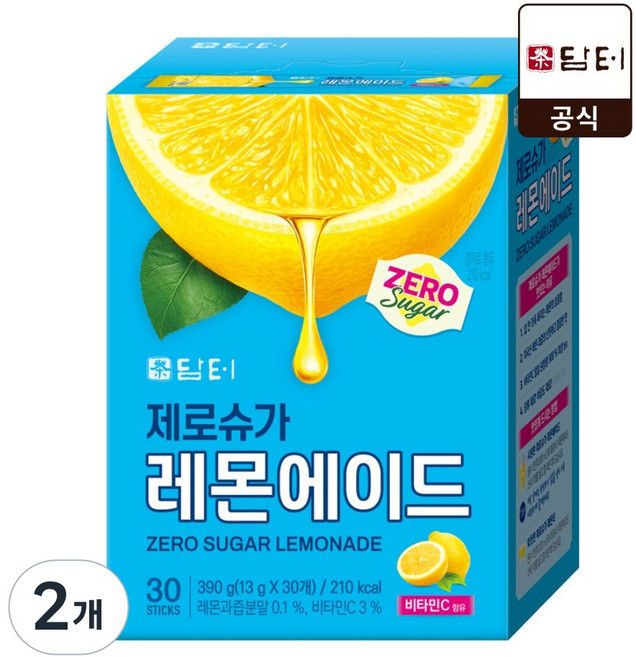 담터 제로슈가 레몬에이드, 2개, 30개입, 13g