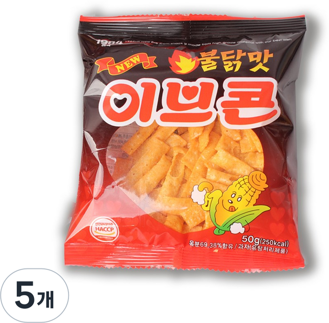 이브콘 불닭맛 옛날과자 옥수수스낵, 5개