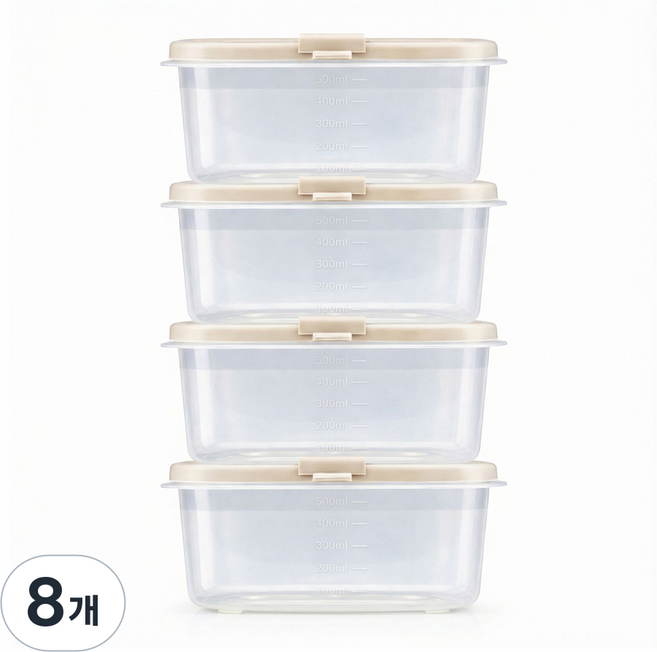 DAMDA 담다톡 전자레인지 보관용기 냉동밥, 8개, 직사각2호(600ml)