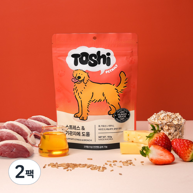 토쉬 펫밀리 강아지 영양제 트릿 스트레스&기관지케어, 2개, 호흡기/기관지, 60정