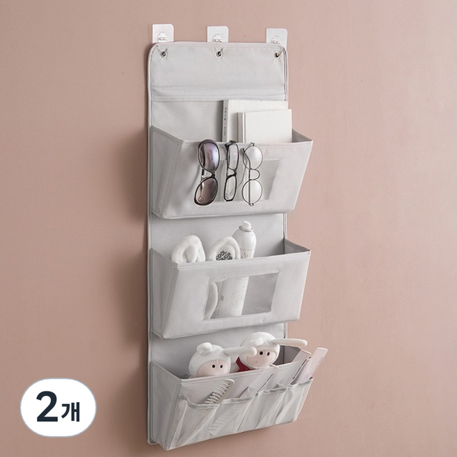 레디박스 대용량 벽걸이 다용도 3단 수납 정리 걸이, 그레이, 2개