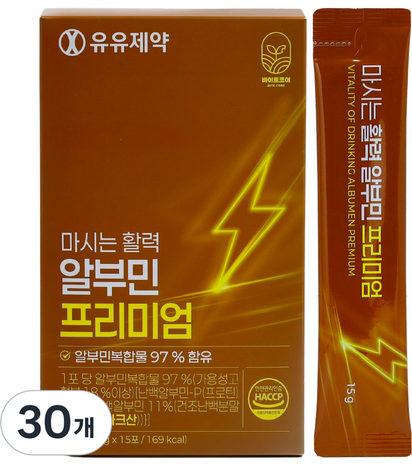유유제약 마시는 활력 알부민 프리미엄, 15g, 30개