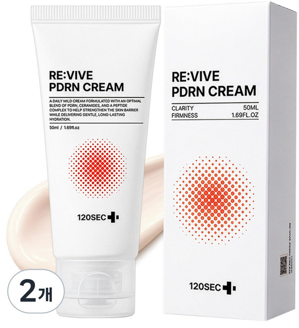 120SEC 리바이브 PDRN 5000 PPM 재생크림 연어크림 주름개선, 2개, 50ml