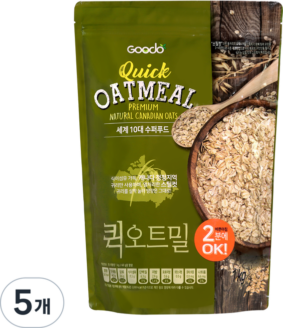 구도 퀵오트밀, 1kg, 5개