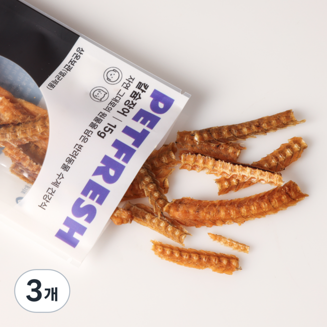 펫프레시 칼슘장어 뼈튼튼수제간식 강아지 고양이 원물신선간식 수제간식 수제펫푸드, 15g, 3개, 생선