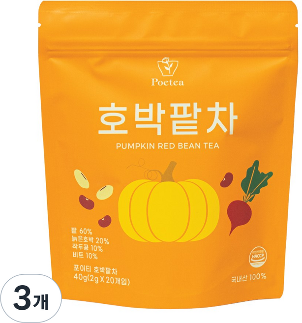 포이티 호박팥차 국산, 2g, 3개, 20개입