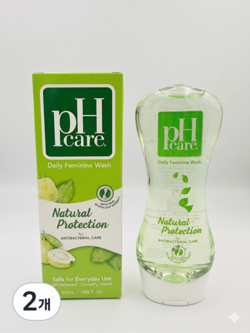 pH Care 여성청결제 내추럴 프로텍션 저자극 항균케어, 2개, 50ml