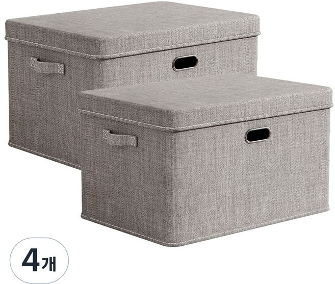 레디보드 린넨 수납정리함 접이식 리빙박스 2개, 린넨 그레이, 4개