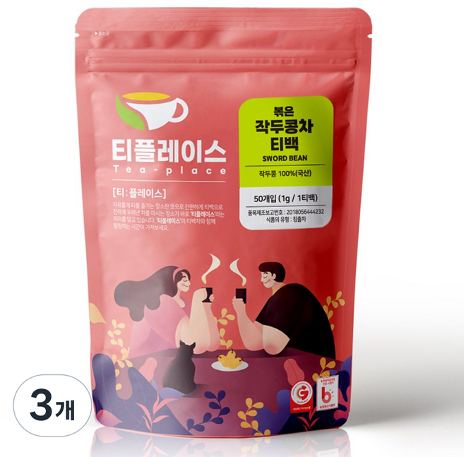 티플레이스 국산 % 볶은 작두콩차 삼각티백 50ea 전통차 허브차, 3개, 50개입, 1g